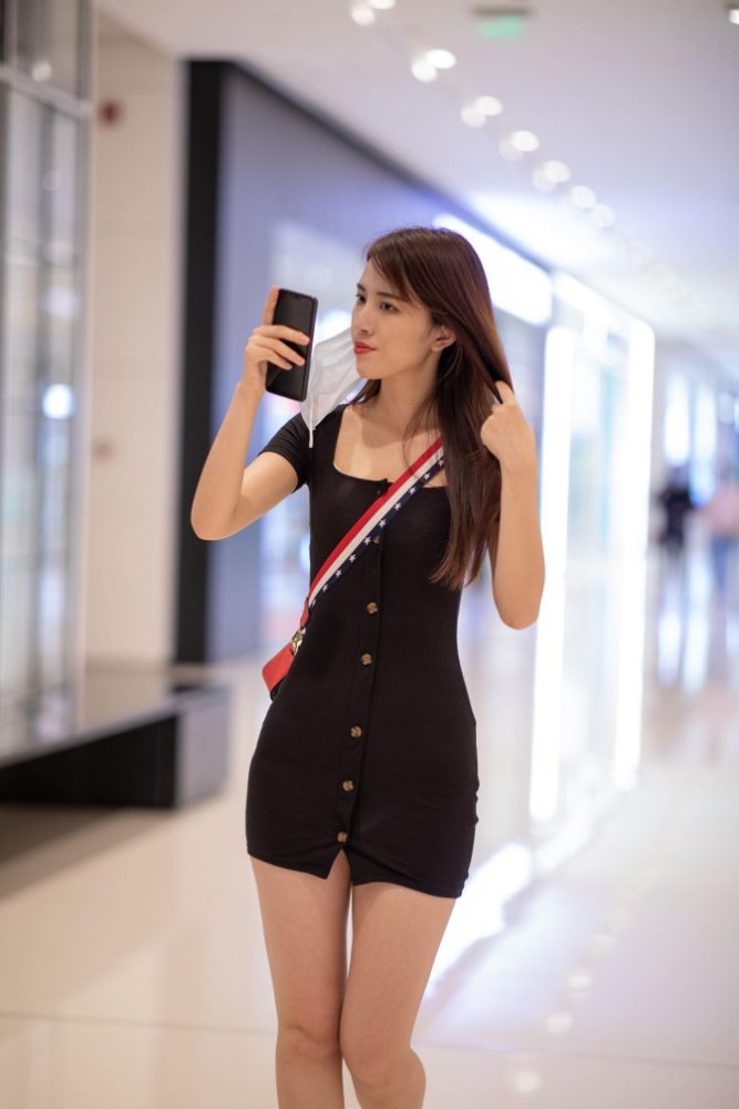 逛商场的黑色包臀裙美丽女孩【385P】00050-开心图库